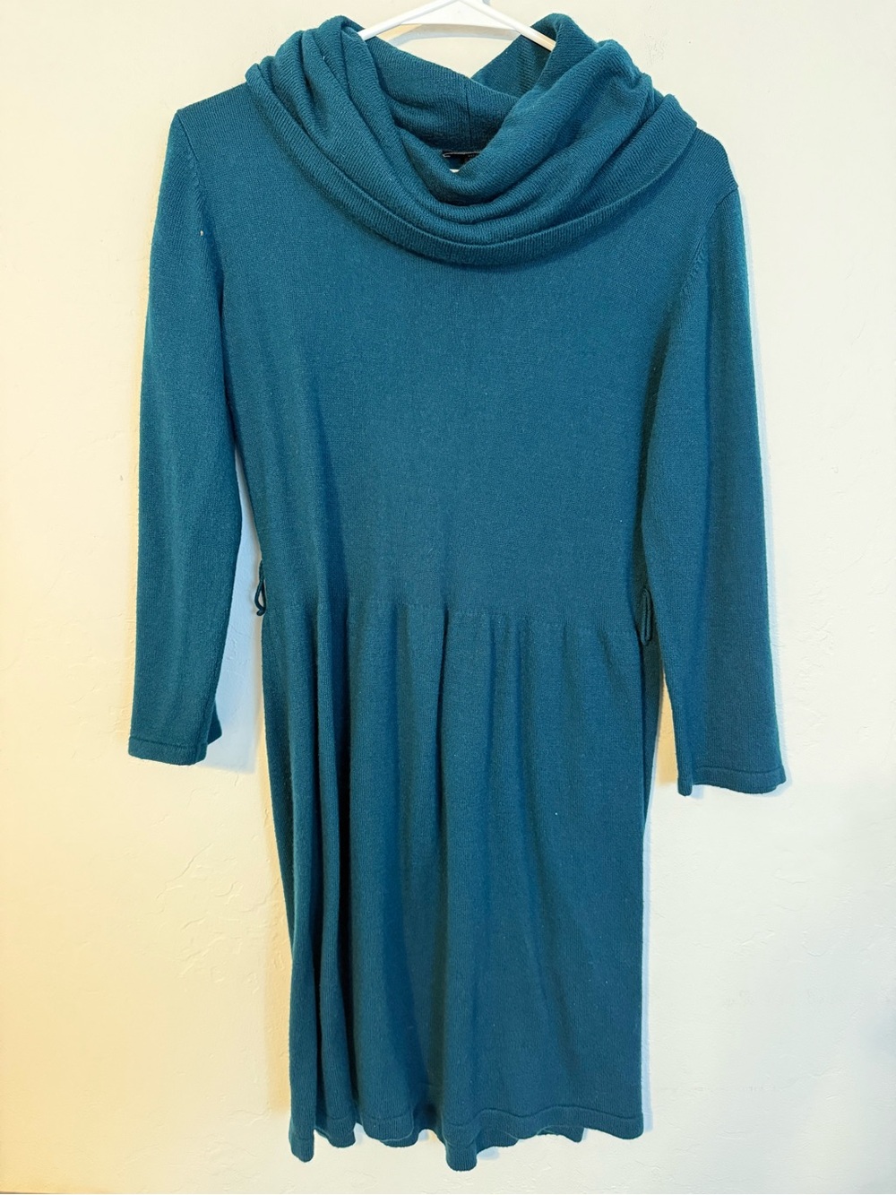 AB Studio Teal Cowl-Neck Long Sleeve Dress